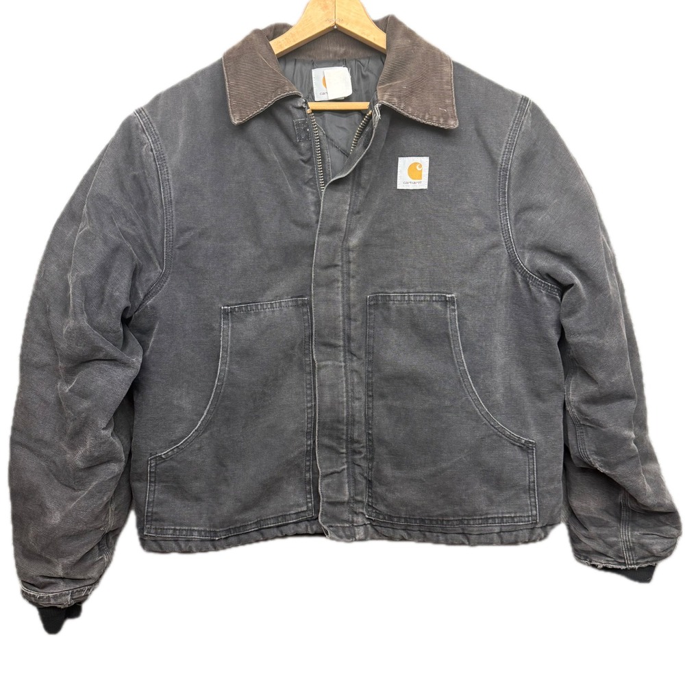 Carhartt Detroit Jacket Mens XL Black Distressed Duck Canvas J01 BLK Vintage